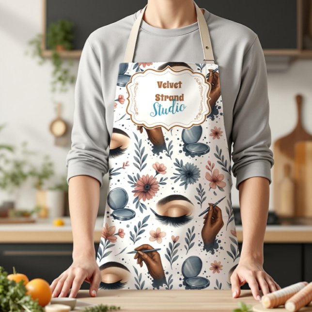 Soft Floral Lash Artist Beauty Studio Apron (Creator Uploaded)