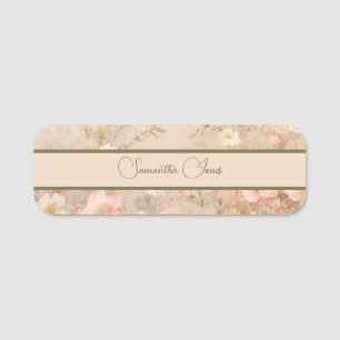 Soft floral neutral colors Classic Name Tag