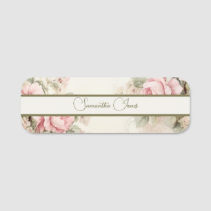 Soft floral neutral colors Classic Name Tag