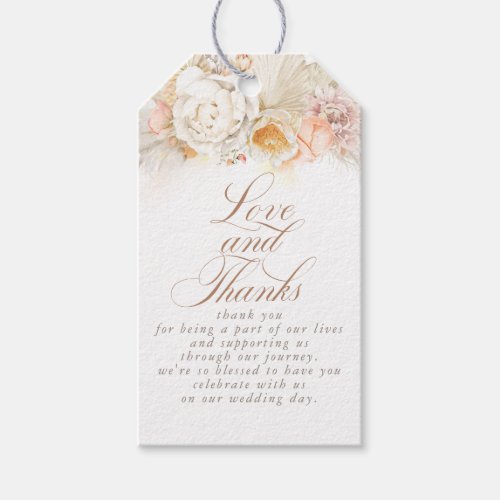 Soft Floral Pampas Grass Thank You Gift Tags