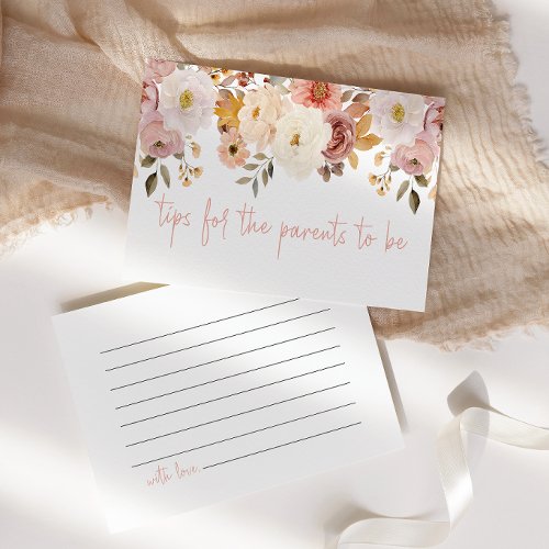 Soft Floral Parent Tip Baby Shower Enclosure Note Card