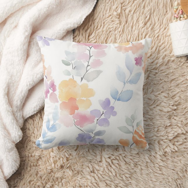 Soft floral pastels throw pillow (Blanket)