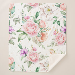 Soft Floral Pattern Sherpa Blanket