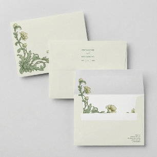 Soft Floral pretty Art Nouveau Wedding Envelope