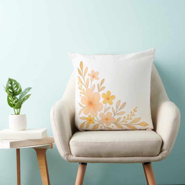Soft Floral Print PillowThrow Pillow (Chair)