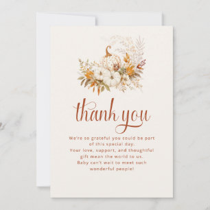 Soft Floral Pumpkin Baby Shower Thank You Card