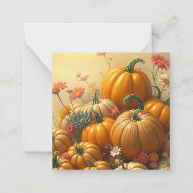 Soft Floral Pumpkins Note Card (Front)