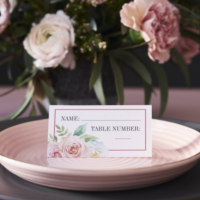 Soft Floral Romantic Greenery Mauve Wedding Place  Place Card (Creator Uploaded)