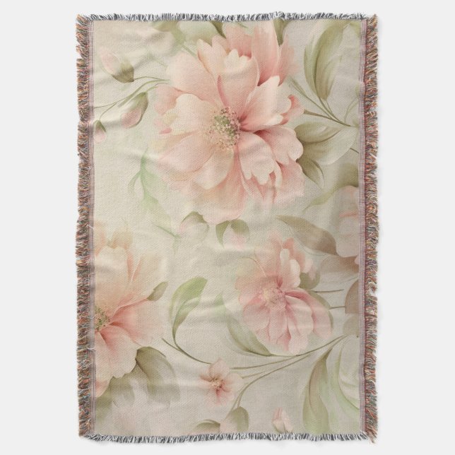Soft Floral Throw Blanket (Front Vertical)