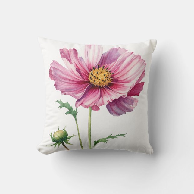 Soft Floral Throw Pillow (Front)