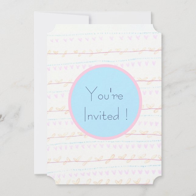 Soft Floral Vine Stripe Ticket cards (Front)