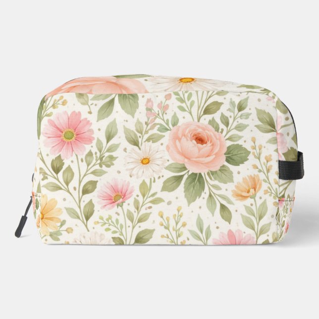 Soft Floral Watercolor Pattern   Dopp Kit (Back)
