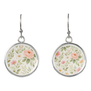 Soft Floral Watercolor Pattern   Earrings