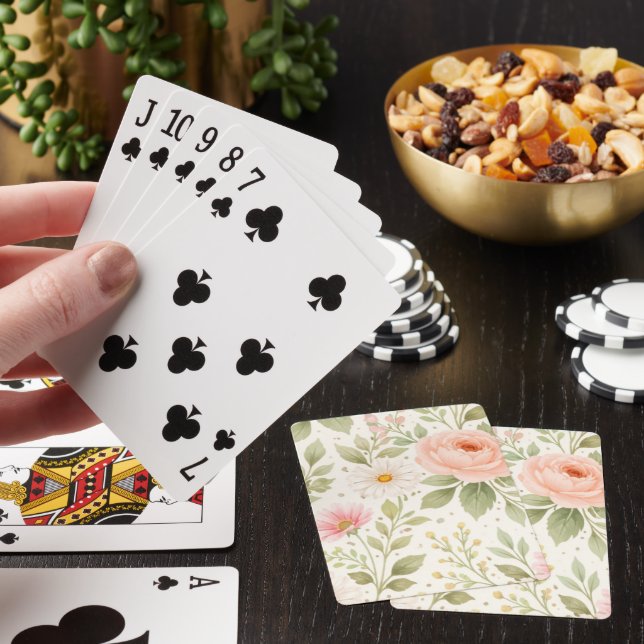 Soft Floral Watercolor Pattern   Poker Cards (In Situ)