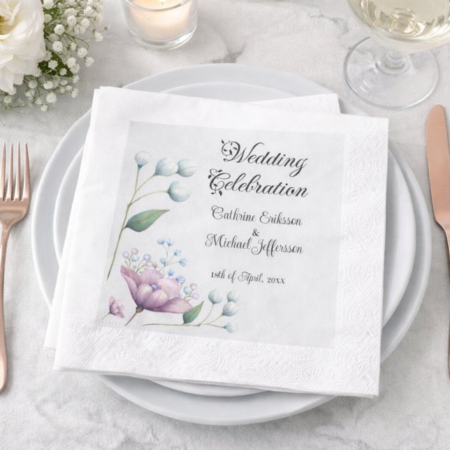 Soft Floral Wedding Celebration Elegant Pastel Napkins (Creator Uploaded)