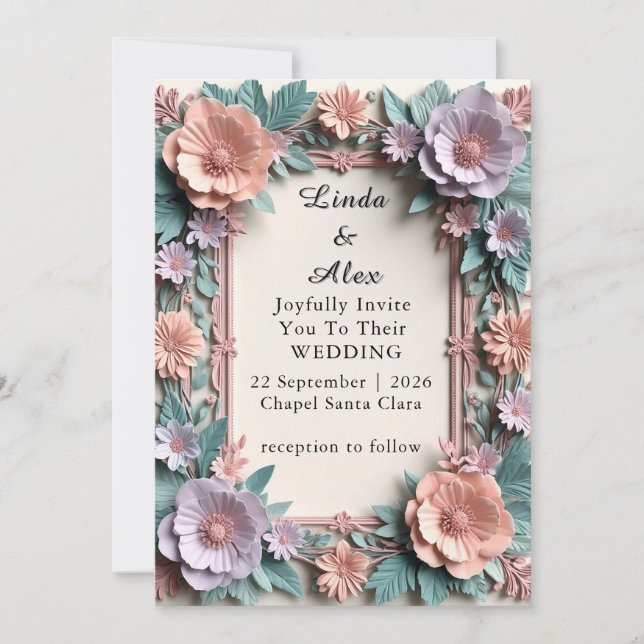 🌿 Soft Floral Wedding Frame Design 🌿 Invitation (Front)
