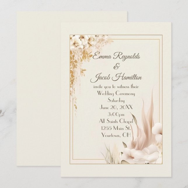 Soft Floral Wedding Frame Invitation (Front/Back)