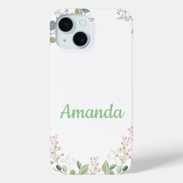 Soft Floral with Leaves and Tiny Budding Flowers Case-Mate iPhone Case (Back)