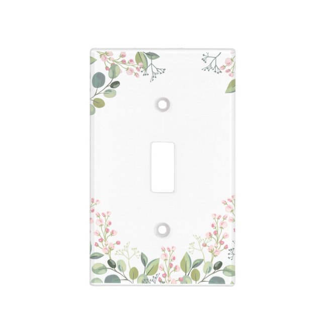 Soft Floral with Leaves and Tiny Budding Flowers Light Switch Cover (Front)
