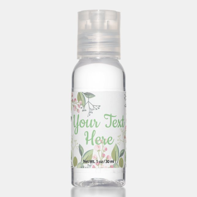 Soft Floral with Leaves & Tiny Budding Flowers Hand Sanitizer (Front)