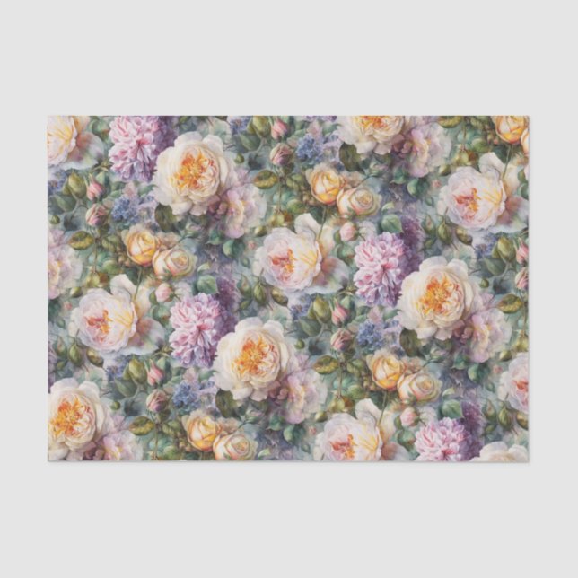 Soft Florals and Roses Tissue Paper (Front)