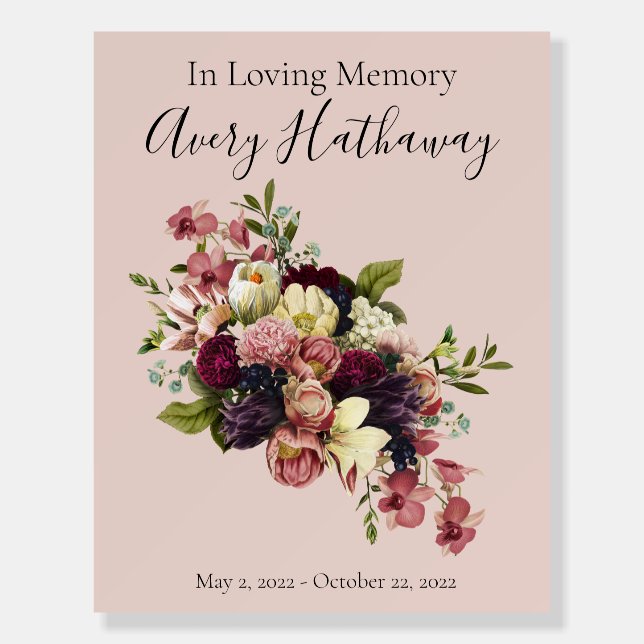 Soft Florals Celebration of Life Funeral Sign (Front)