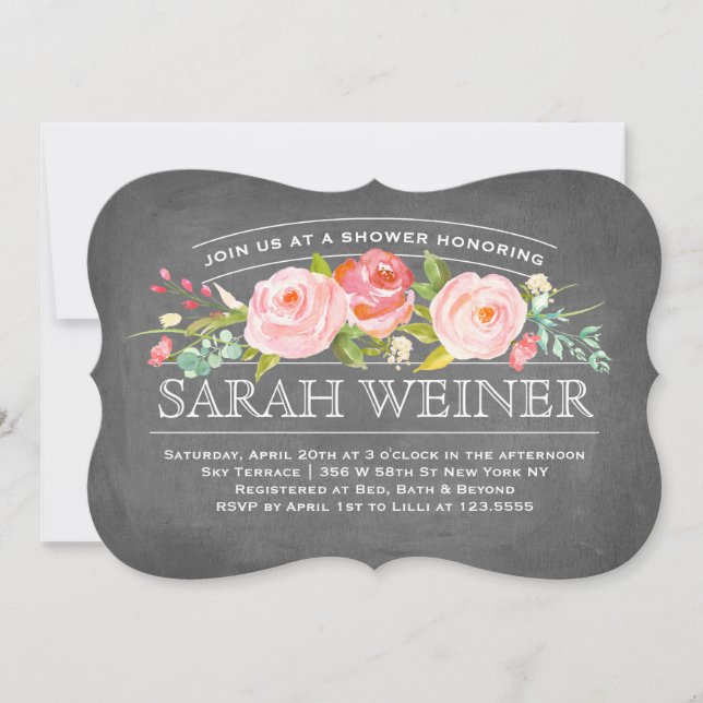 Soft Florals Chalkboard | Bridal Shower Invitation (Front)