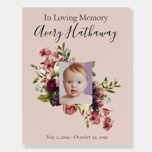 Soft Florals Photo Custom Funeral Memorial Sign