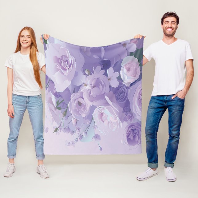 Soft flower pattern fleece blanket (In Situ)