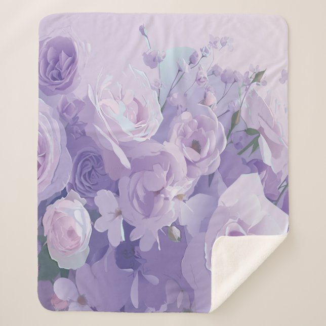 Soft flower pattern sherpa blanket (Front)