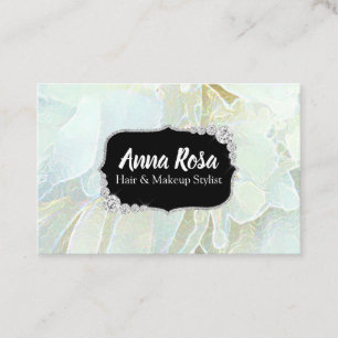 *~* Soft Flower Turquoise Blue Bling Diamond Business Card