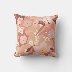Soft Flowers - Peach Throw Pillow