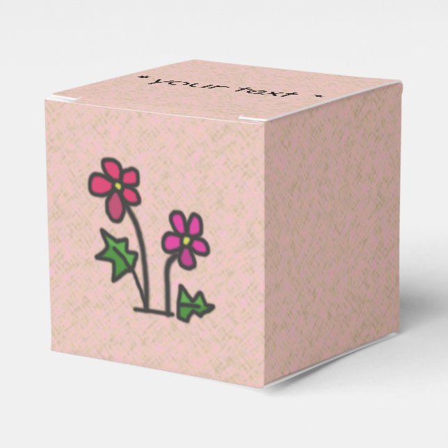 Soft Flowers Pink Favor Boxes (Front Side)