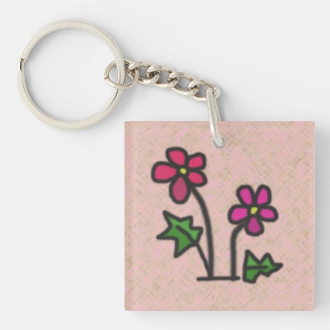 Soft Flowers Pink Keychain (Front)