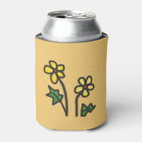 Soft Flowers Yellow Can Cooler