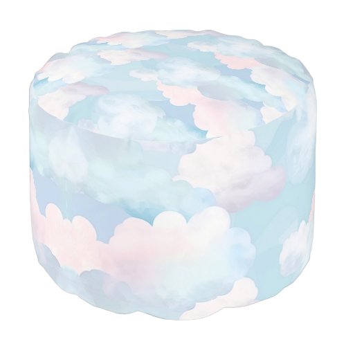 Soft Fluffy Blue and Pink Clouds Pouf