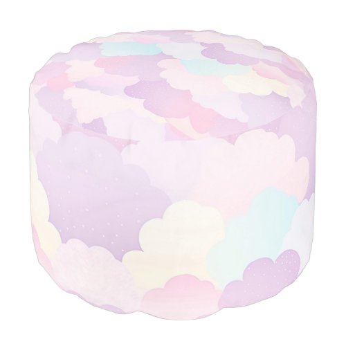 Soft Fluffy Purple Blue and Pink Clouds Pouf