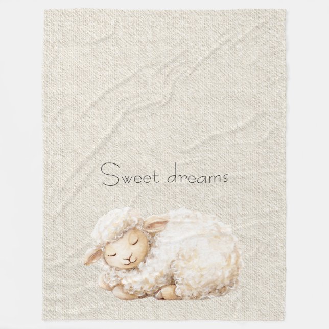 Soft Fluffy Sleeping Sheep Fleece Blanket (Front)