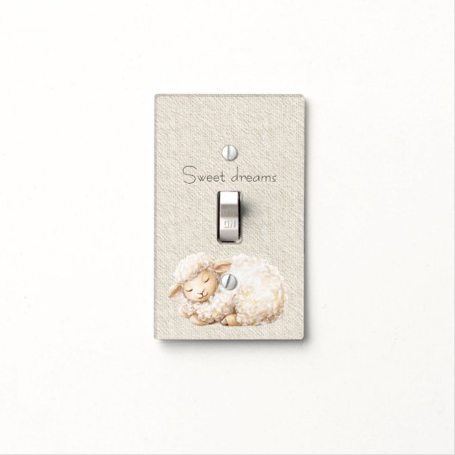 Soft Fluffy Sleeping Sheep Light Switch Cover (In Situ)
