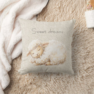 Soft Fluffy Sleeping Sheep Throw Pillow