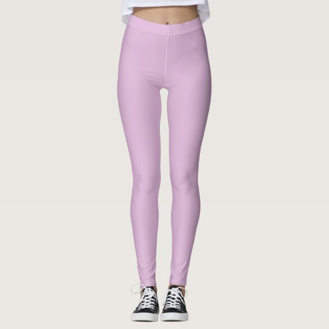 Soft French Lilac Solid Color Leggings (Front)