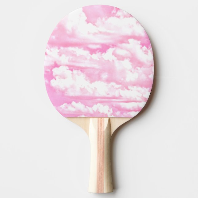 Soft Fuchsia Pink Girly Clouds Ping-Pong Paddle (Front)