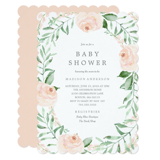 Soft Garden Florals Baby Shower Invitation