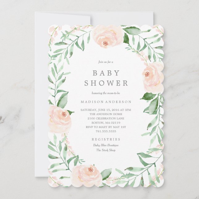 Soft Garden Florals Baby Shower Invitation (Front)