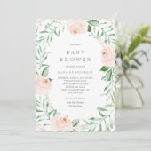 Soft Garden Florals Baby Shower Invitation (Standing Front)