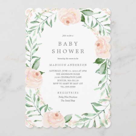 Soft Garden Florals Baby Shower Invitation