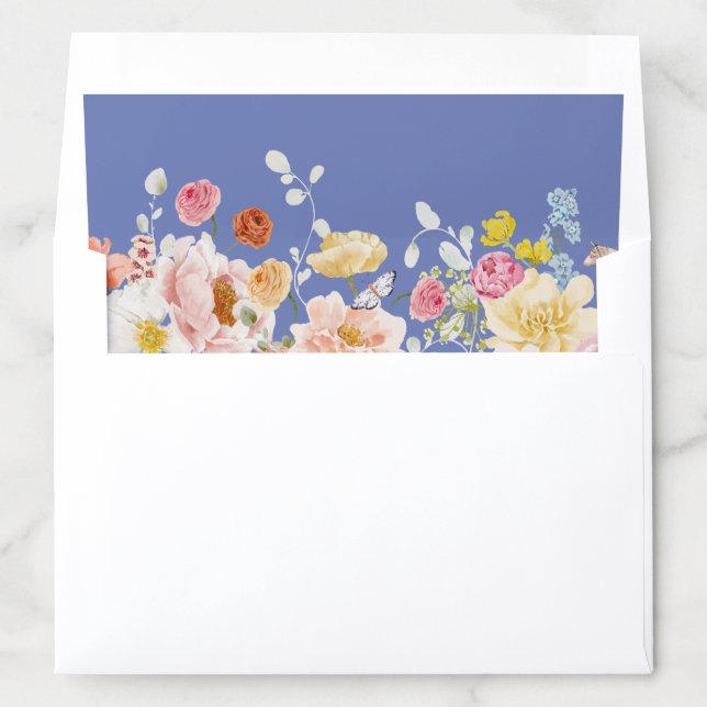 Soft Garden Florals Wedding Envelope Liner (In Envelope)