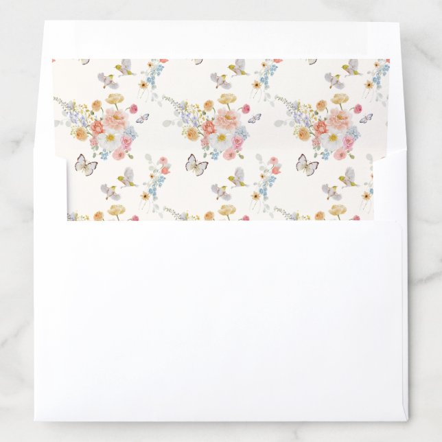 Soft Garden Florals Wedding Envelope Liner (In Envelope)