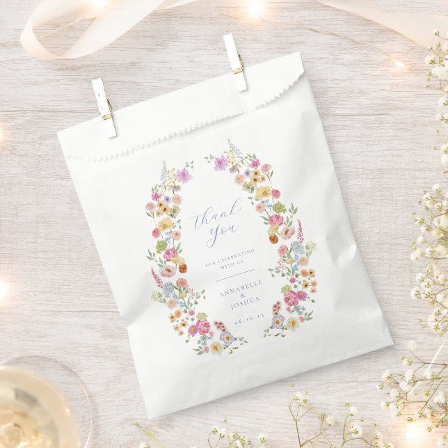 Soft Garden Florals Wedding Favor Bag (Clipped)