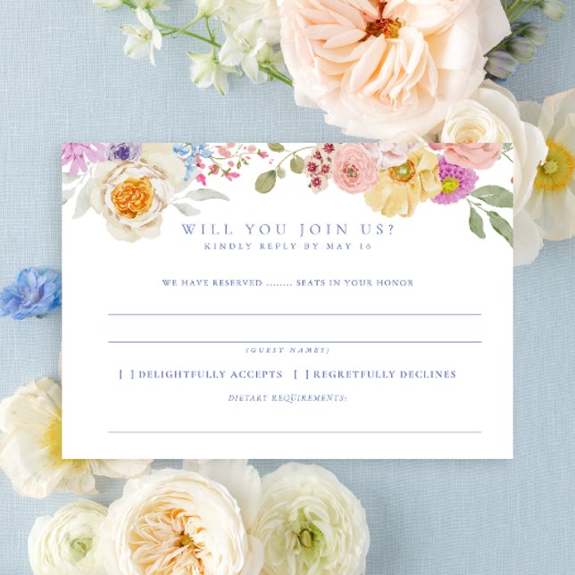 Soft Garden Florals Wedding RSVP  Invitation (Creator Uploaded)